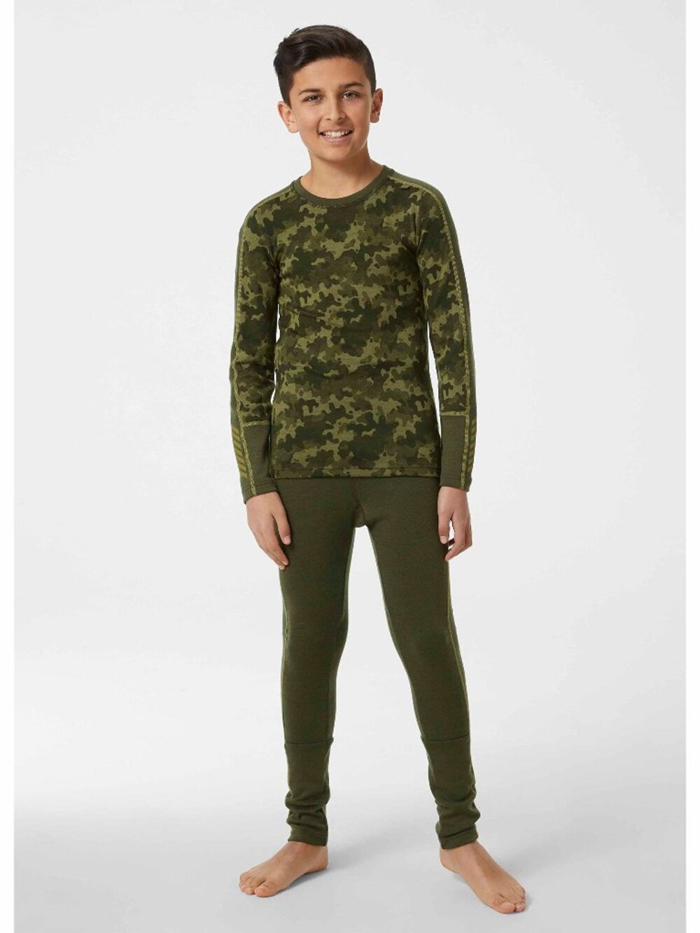Helly-Hansen Junior Unisex Graphic Lifa Merino Base Layer Set Utility Green 12